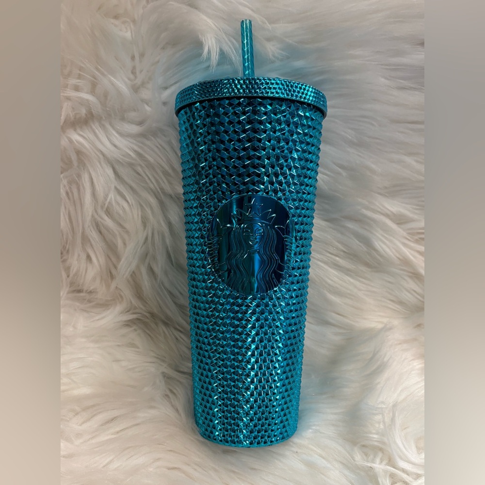 Starbucks Metallic Teal Studded Tumbler with Straw NWT